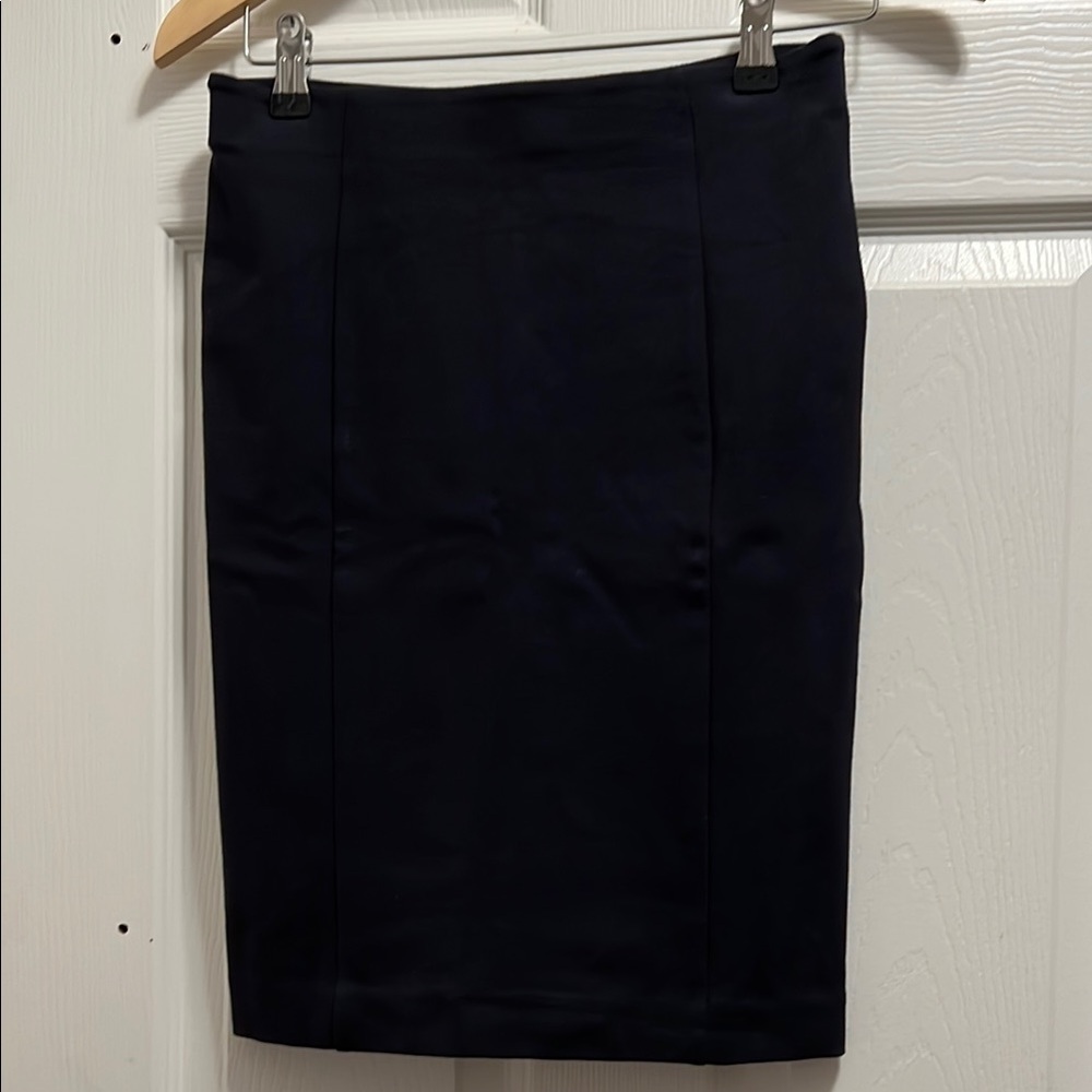 Ann Taylor Navy Knee-Length Stretch Pull-on Pencil Skirt